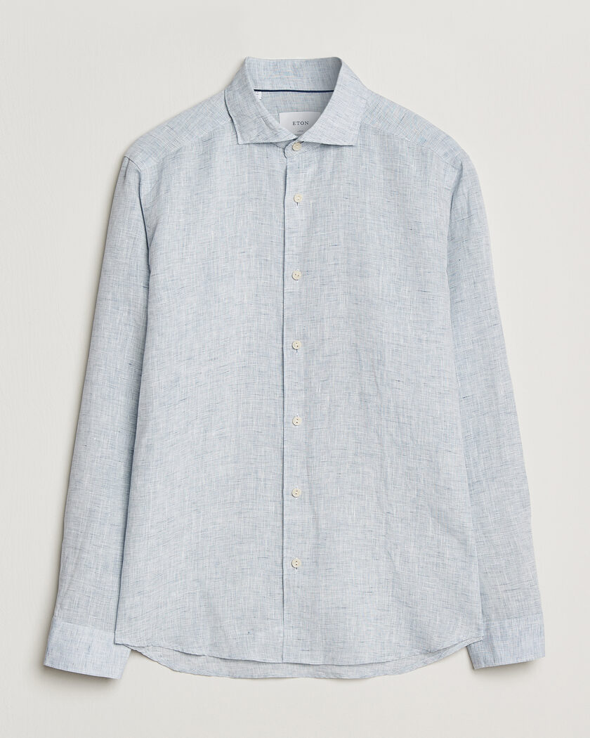 Eton Casual Fit Linen Shirt Light Blue – Blå