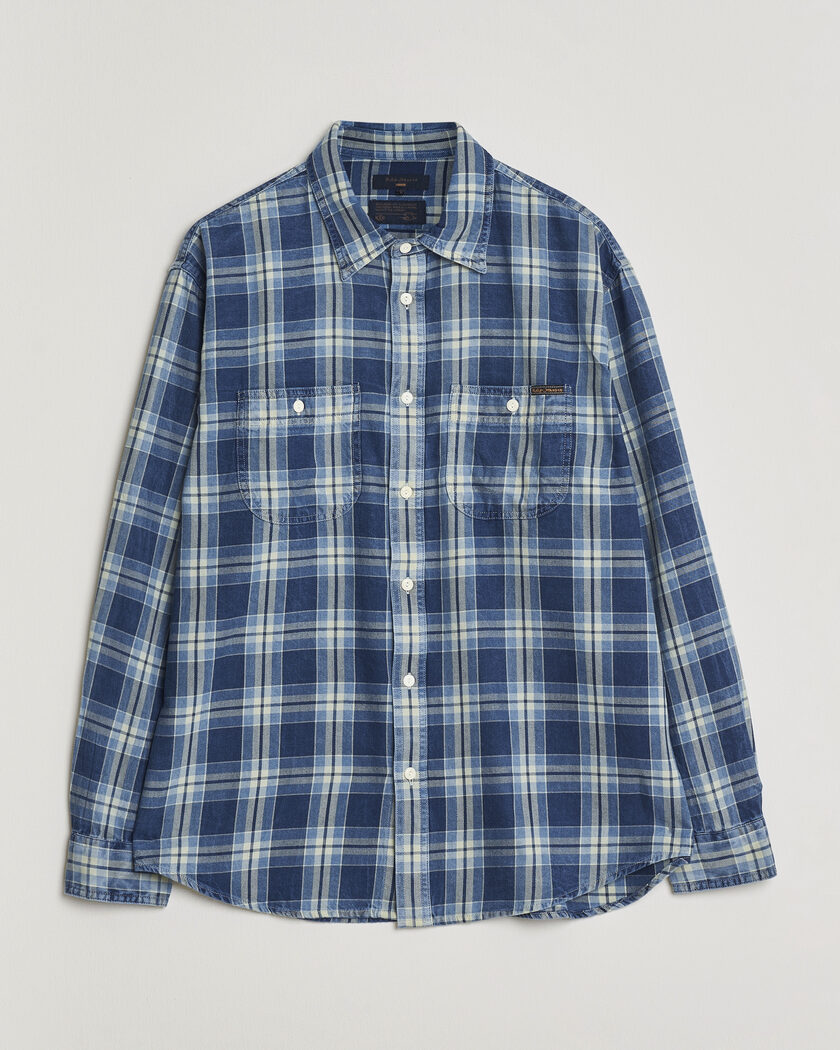 Nudie Jeans Julian Checked Worker Shirt Indigo – Blå