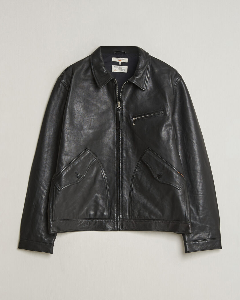 Nudie Jeans Blake Leather Jacket Black – Sort