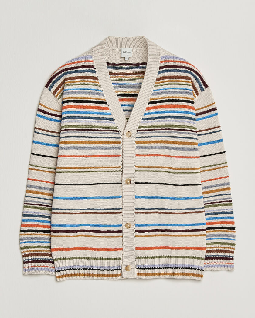 Paul Smith Signature Stripe Knitted Cardigan White – Flerfarvet