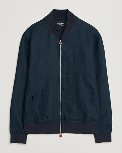 Kiton Unlined Linen Bomber Jacket Navy – Blå