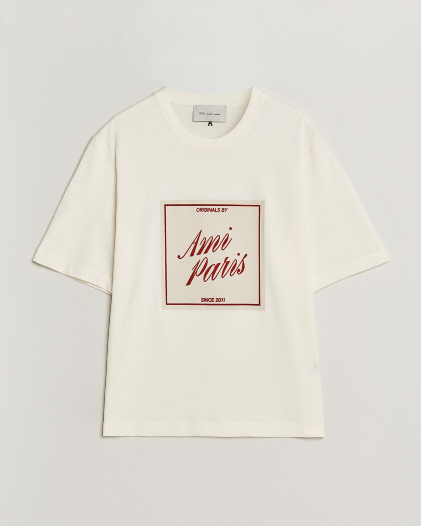 AMI Boxy Fit Printed T-Shirt Creme – Hvid
