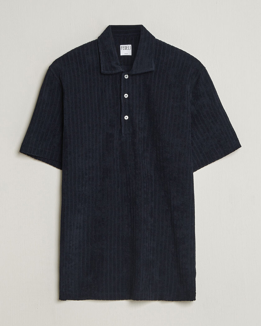 Fedeli Rib Terry Polo Navy – Blå