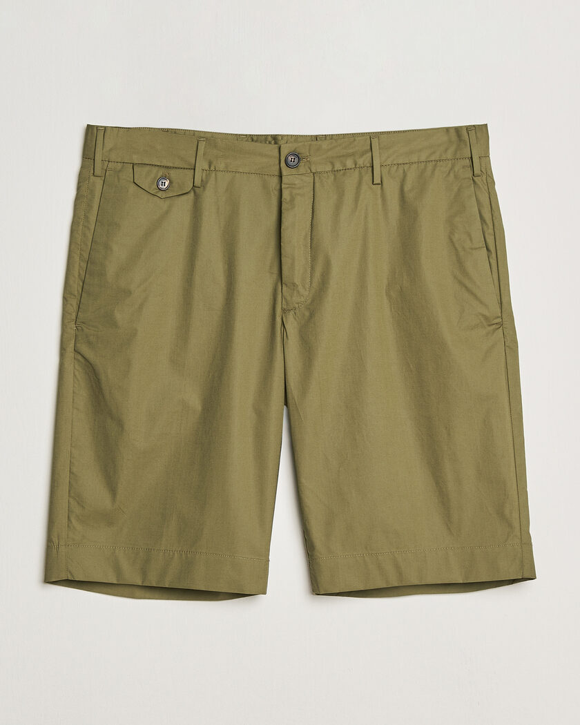 Incotex Cotton Poplin Shorts Olive – Grøn