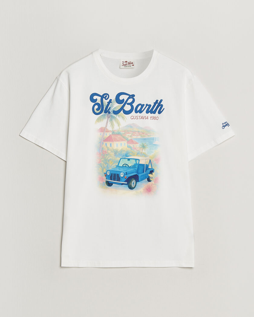 MC2 Saint Barth Printed Cotton T-Shirt Ibiscus Car – Hvid