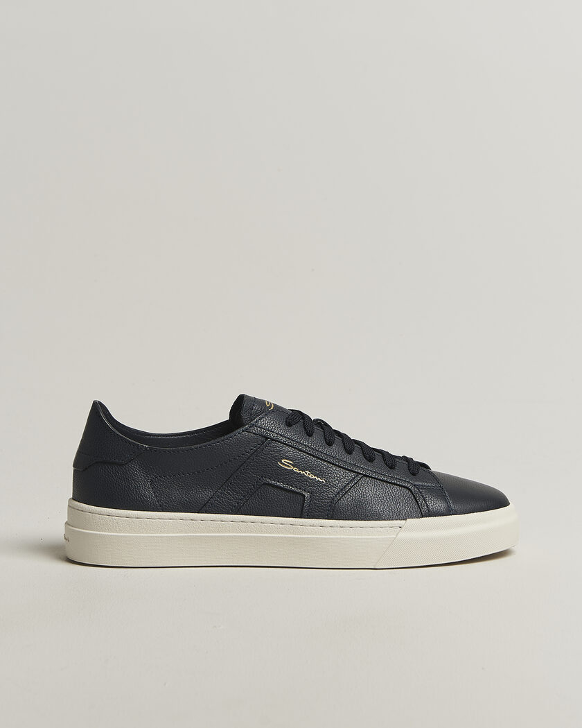 Santoni Double Buckle Sneakers Navy Calf – Blå
