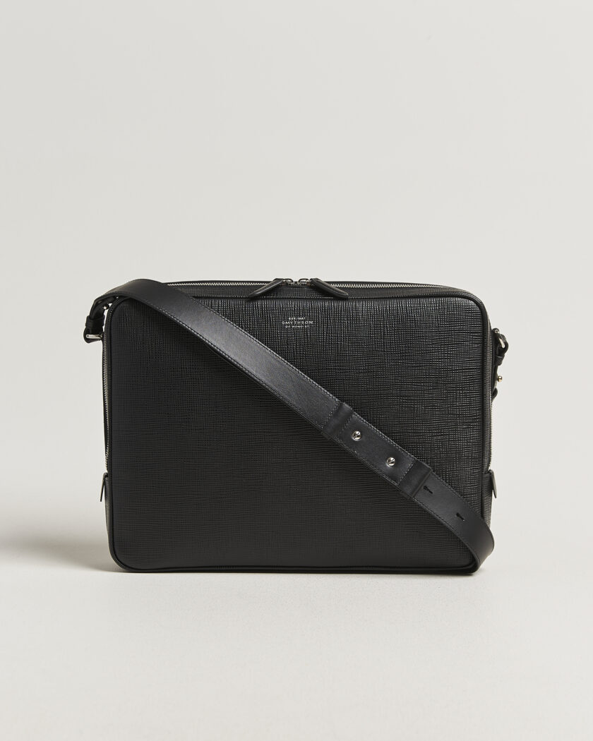 Smythson Panama Slim Messenger Bag Black – Sort