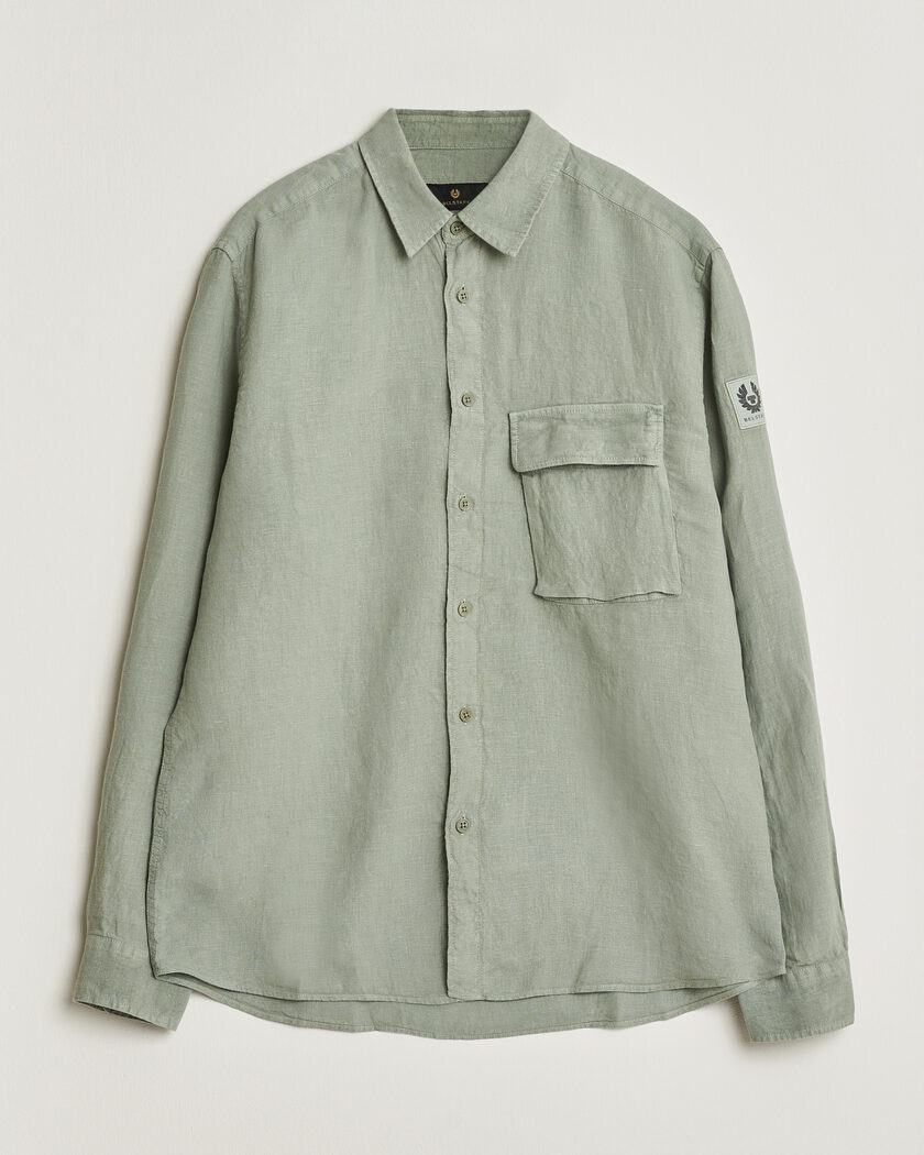 Belstaff Scale Linen Shirt Lichen – Grøn