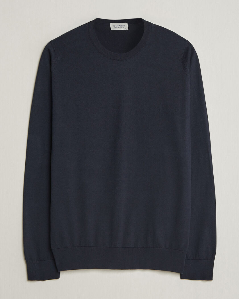 John Smedley Rowland Sea Island Crew Neck Pullover Navy – Blå