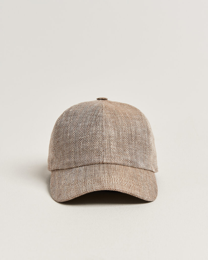 Wigéns Baseball Linen Herringbone Cap Brown – Brun