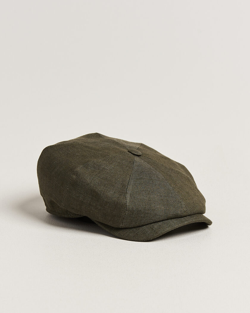 Wigéns Newsboy Retro Hopsack Linen Cap Dark Olive – Grøn
