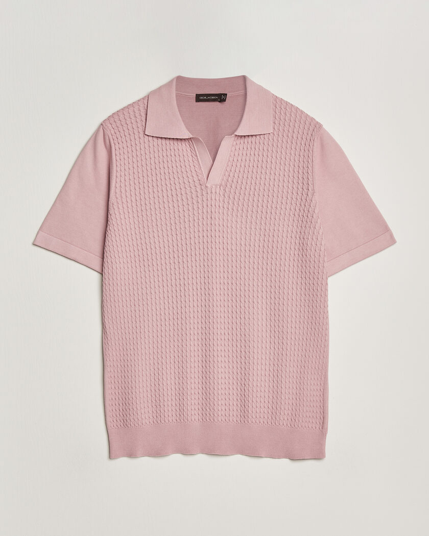 Oscar Jacobson Alf Structured Cotton Polo Pink – Pink