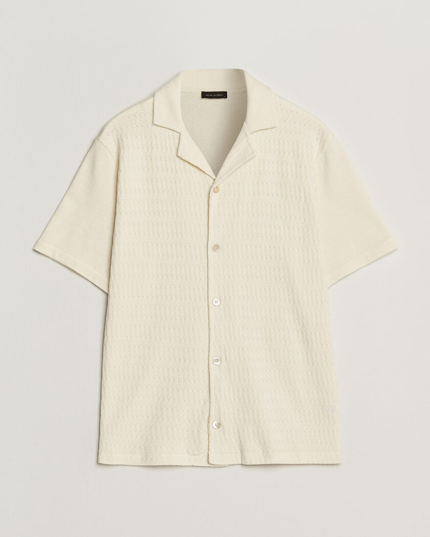 Oscar Jacobson Kirk Knitted Short Sleeve Shirt Off White – Hvid