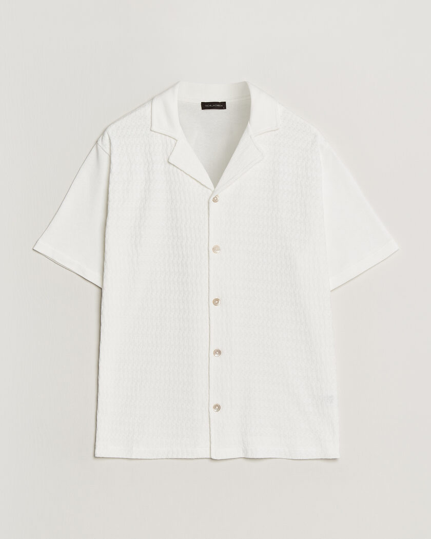 Oscar Jacobson Kirk Knitted Short Sleeve Shirt Snow White – Hvid