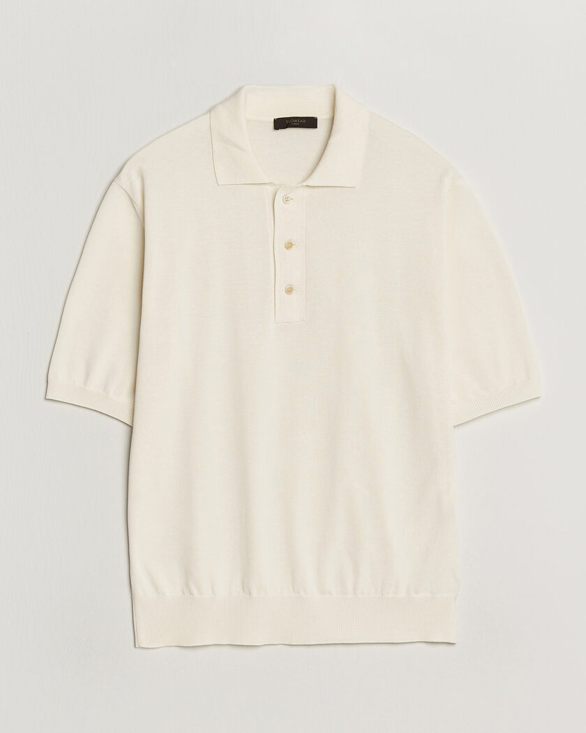 Zanone Knitted Cotton Polo Off White – Hvid