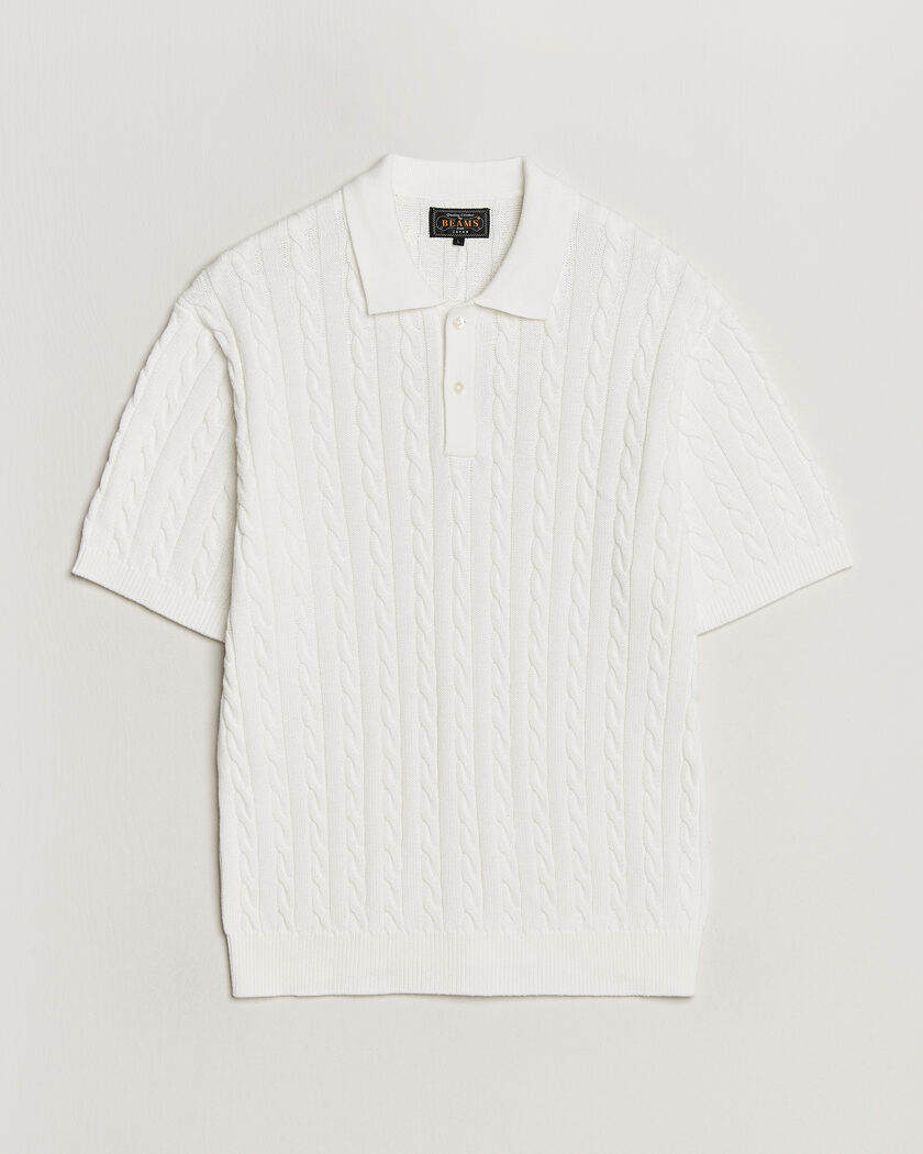 BEAMS PLUS Short Sleeve Cable Polo White – Hvid