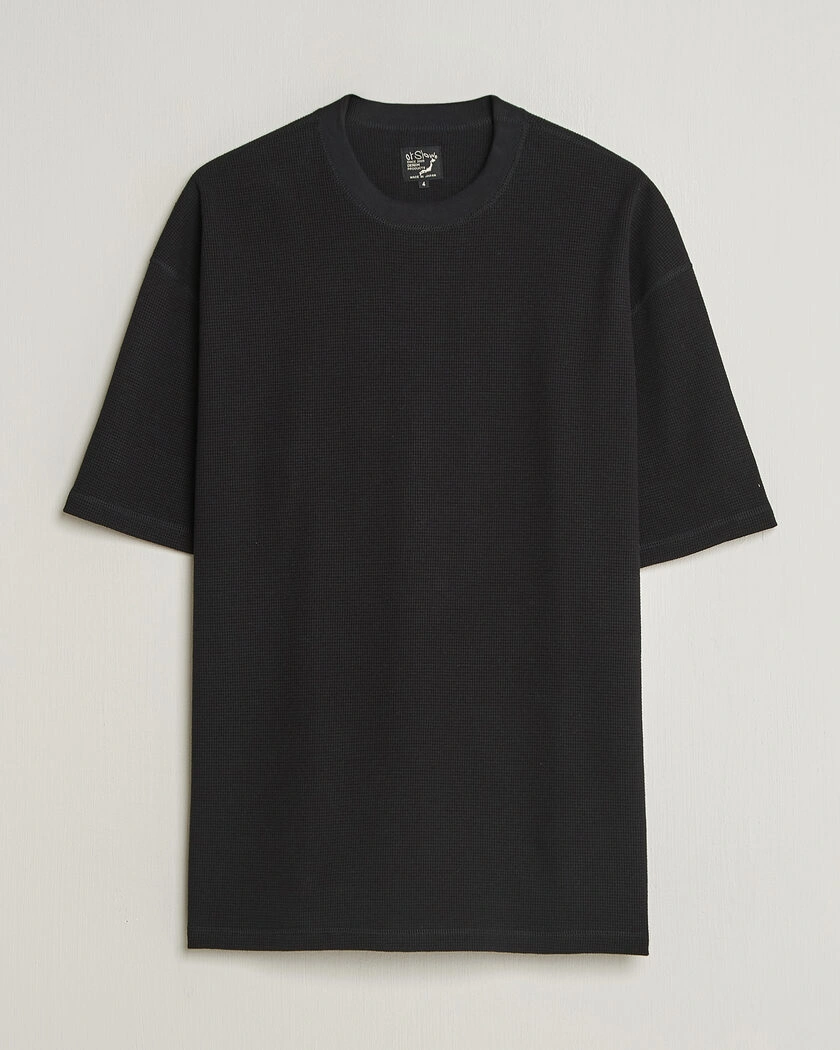 orSlow Waffle Cotton T-Shirt Black – Sort