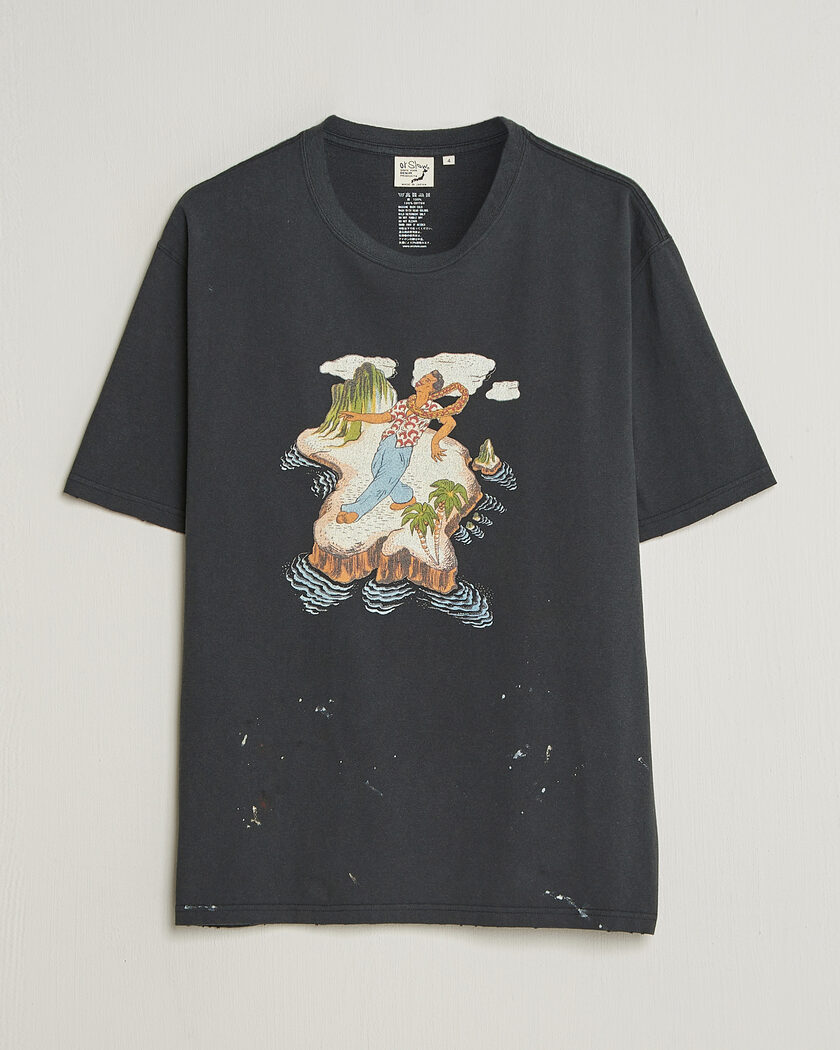 orSlow Vintage Hawaiian Print T-Shirt Black – Sort