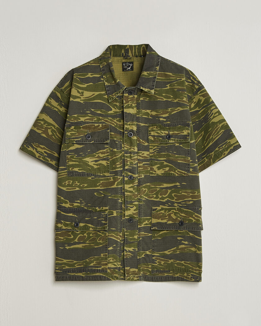 orSlow Short Sleeve Utility Shirt Tiger Camo – Grøn