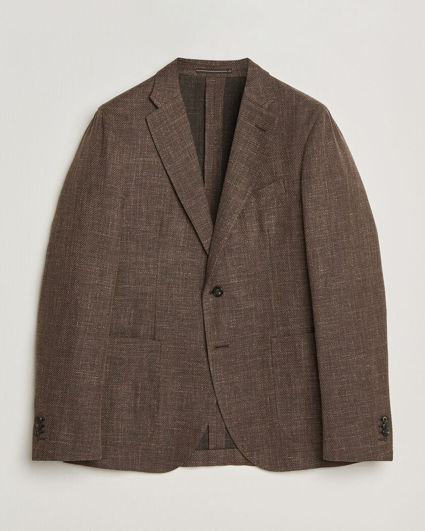 Incotex Structured Cotton Blazer Dark Brown – Brun