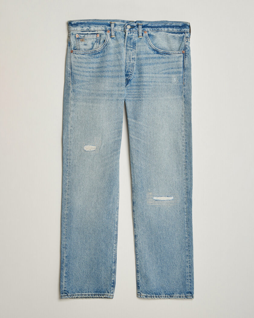 RRL Vintage Fit Distressed Jeans Bridgeview Wash – Blå