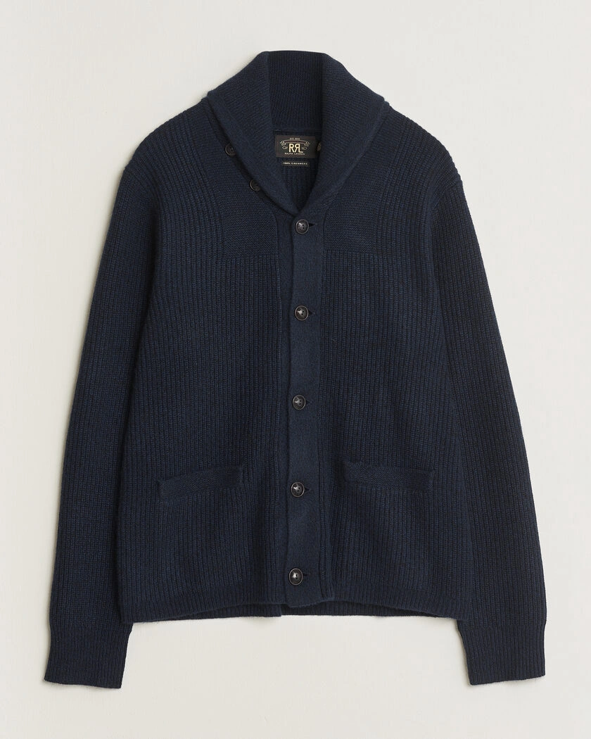 RRL Cashmere Shawl Collar Cardigan Navy – Blå