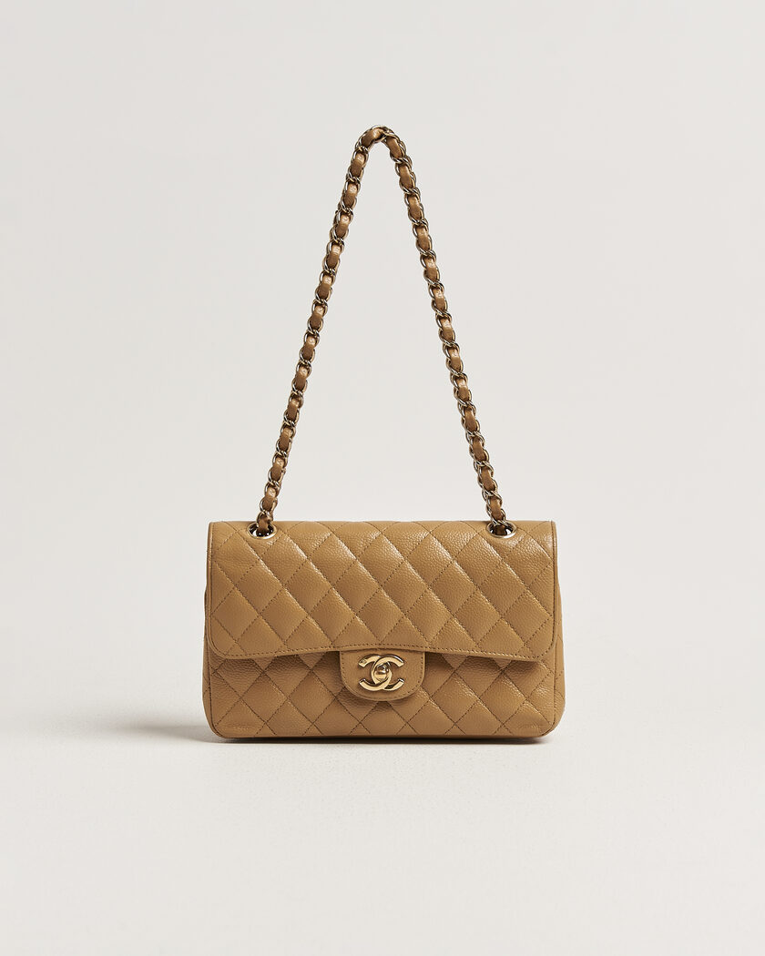 Chanel Pre-Owned Classic Small Double Flap Bag Caviar Leather Beige – Beige