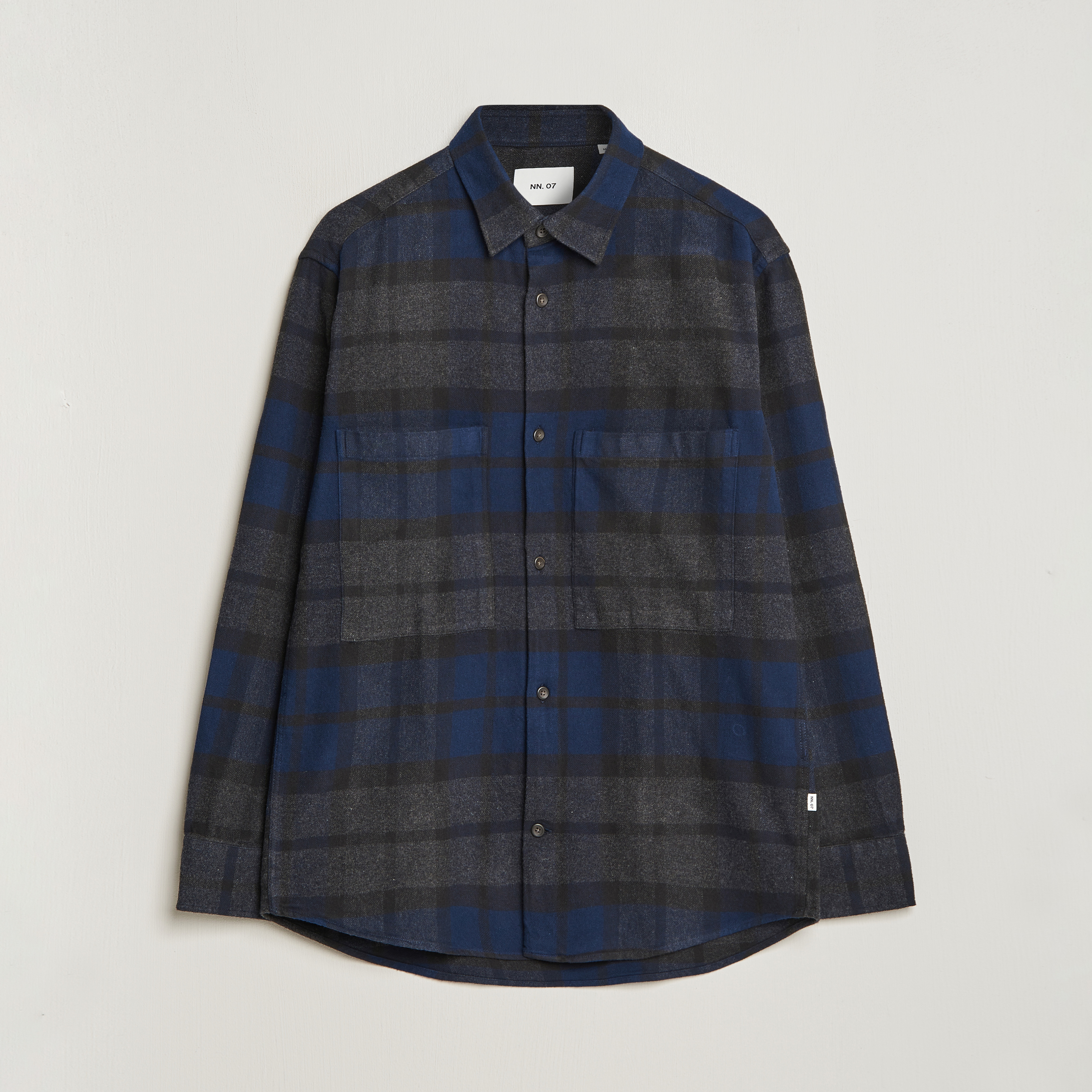 NN07 Freddie Checked Overshirt Navy/Grey - CareOfCarl.dk