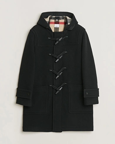 Pre-owned Burberry Wool Duffle Coat Black 50 – Sort