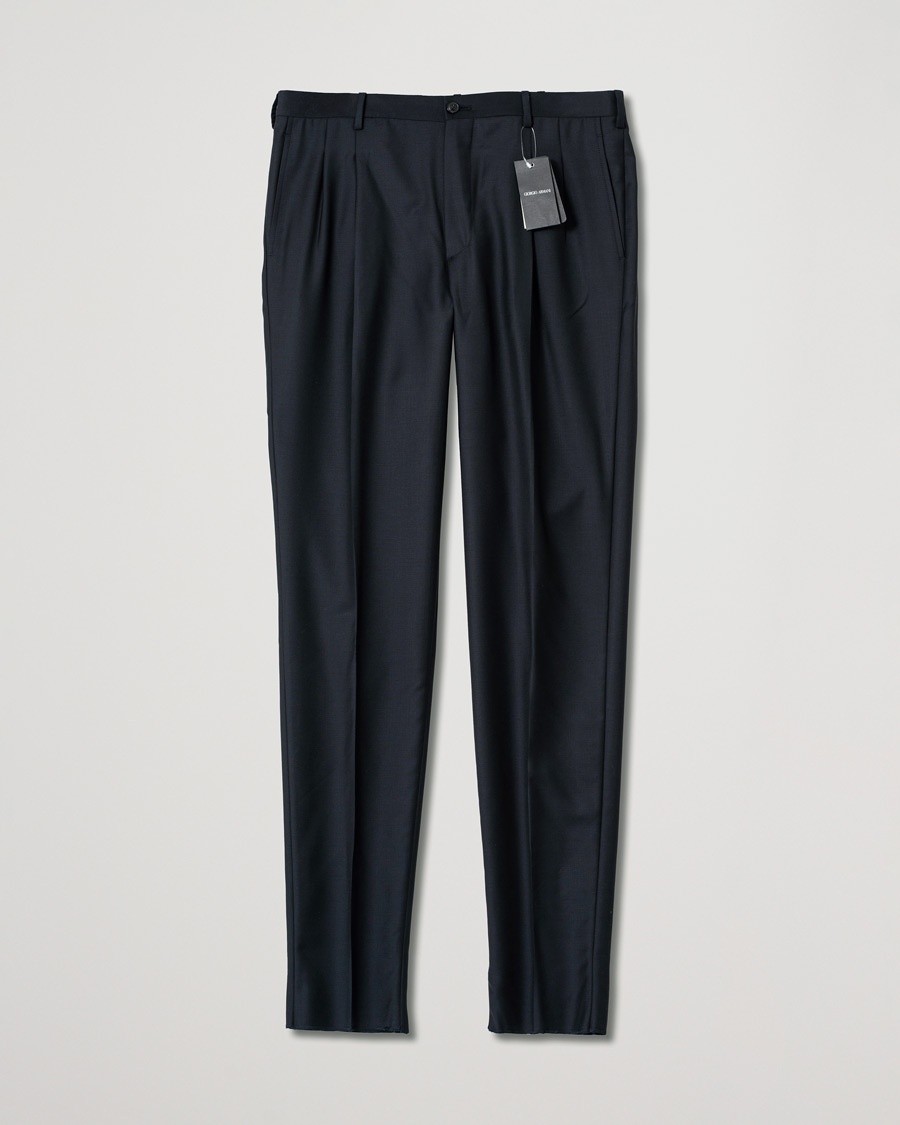 Herre | Pre-owned tøj & sko | Pre-owned | Giorgio Armani Tapered Wool/Cashmere Gabardine Trousers Navy