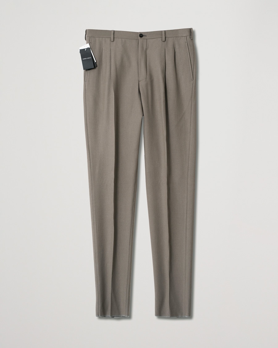 Herre | Pre-owned tøj & sko | Pre-owned | Giorgio Armani Tapered Wool Flannel Trousers Light Grey