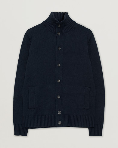 Zanone Virgin Merino Wool Chioto Cardigan Navy