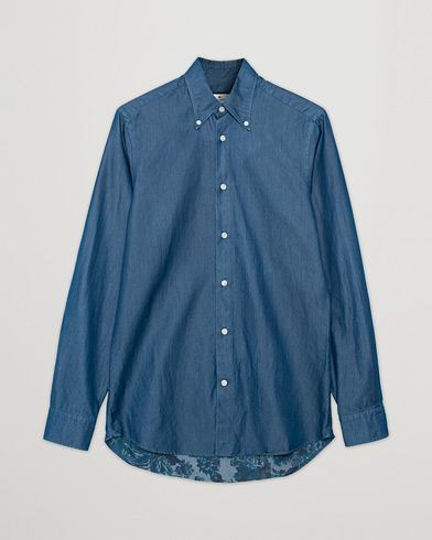 Etro Printed Denim Shirt Light Indigo