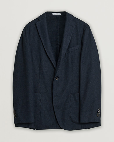Pre-owned Boglioli K Jacket Herringbone Wool Blazer Navy 46 – Blå
