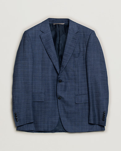 Canali Wool Silk & Linen Blazer Blue Melange 50