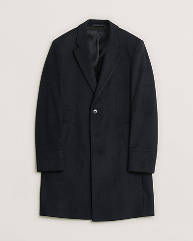 Pre-owned HUGO Cashmere Coat Black 46 – Sort