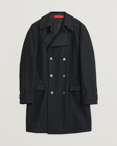 Pre-owned HUGO Double Breasted Wool Coat Black M – Sort