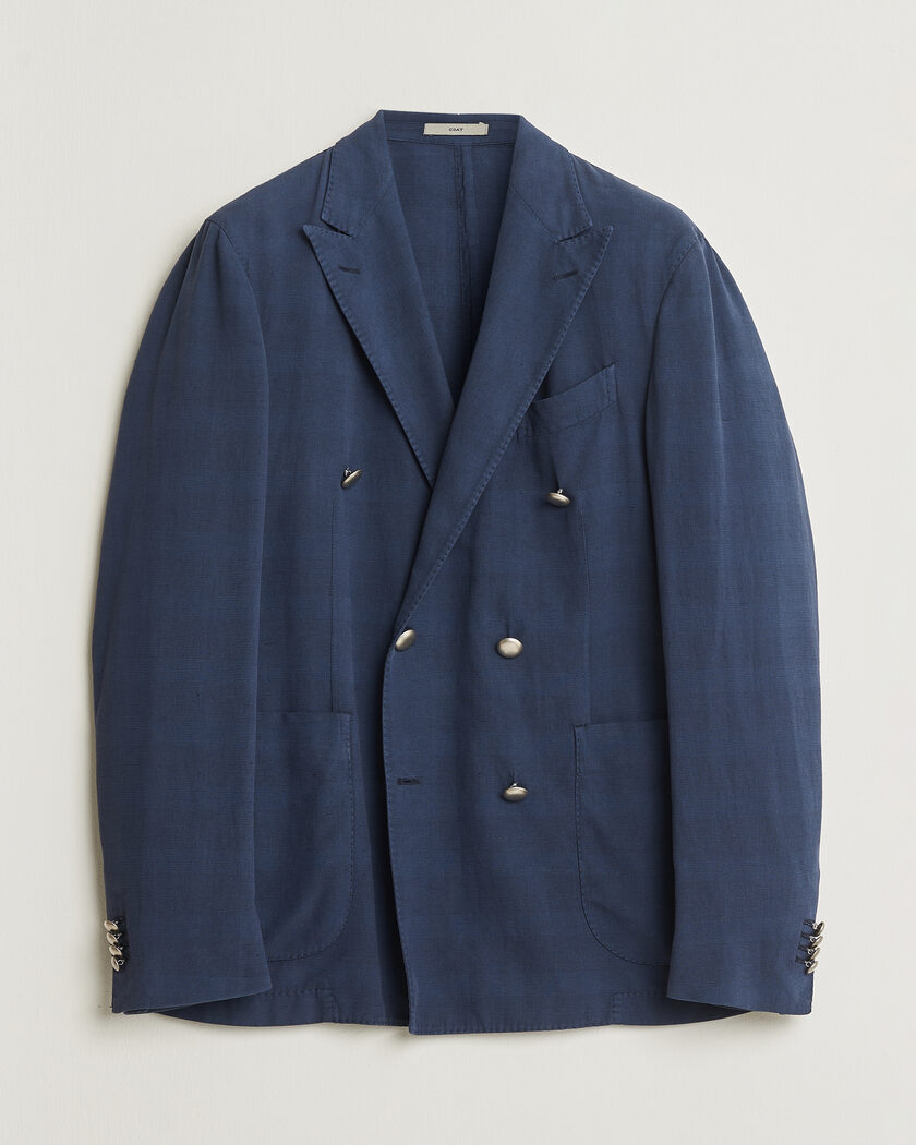 Pre-owned Boglioli Coat Double Breasted Silk Blend Blazer Navy 50 – Blå