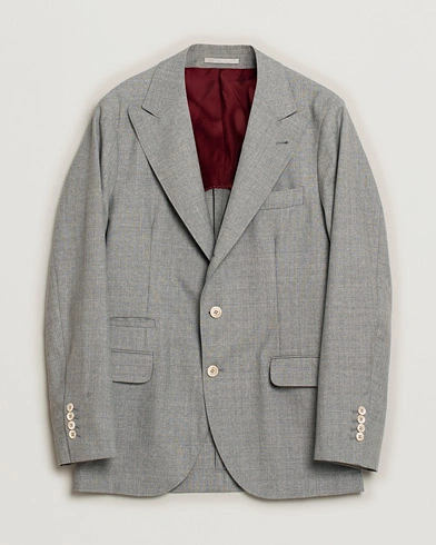 Herre | | Pre-owned | Brunello Cucinelli Peak Lapel Wool Blazer Light Grey