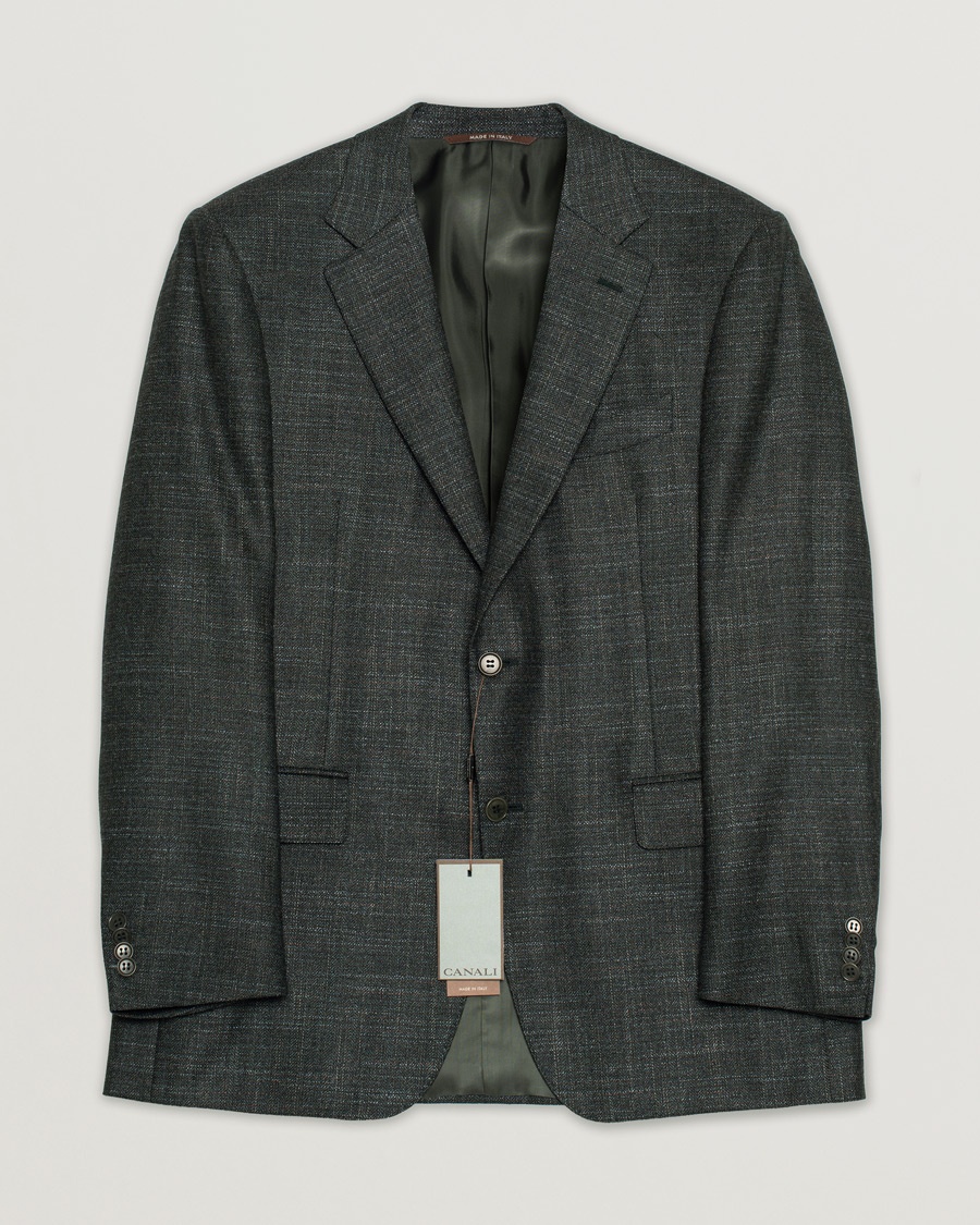 Herre | Pre-owned tøj & sko | Pre-owned | Canali Silk/Cashmere Blazer Green Melange 50