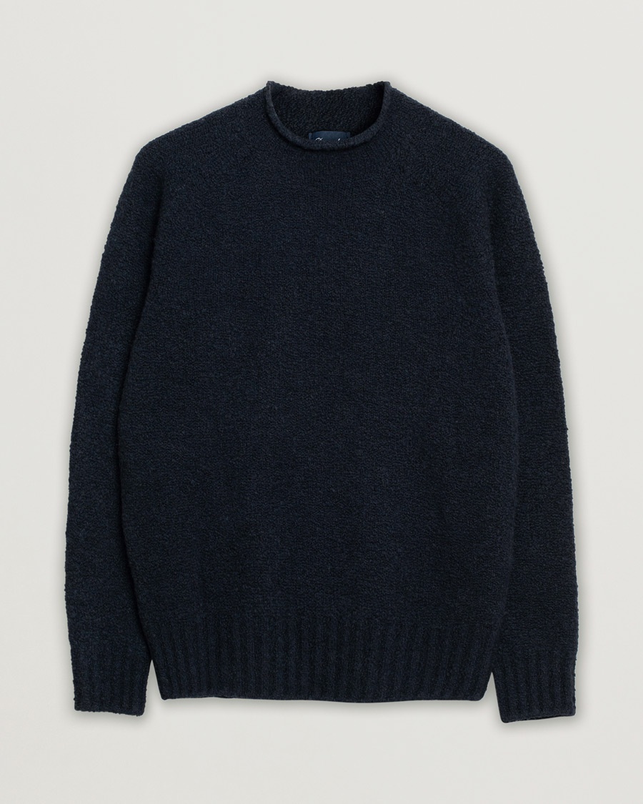 Herre | Pre-owned tøj & sko | Pre-owned | Drumohr Wool Boucle Mock Neck Navy 48
