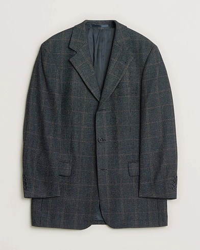Pre-owned BOSS Vintage Wool Checked Blazer Navy 48 – Blå