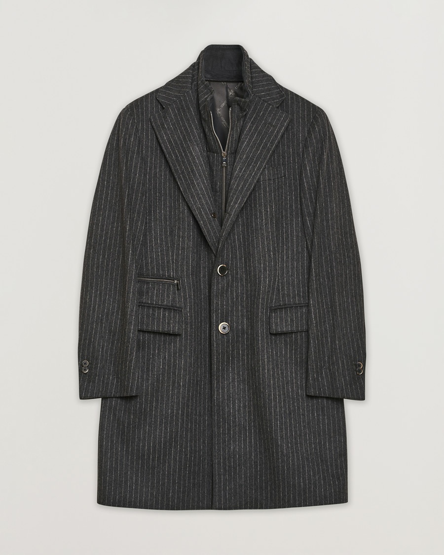 Herre | Pre-owned tøj & sko | Pre-owned | Corneliani ID Wool Zip Coat Charcoal Pinstripe 50