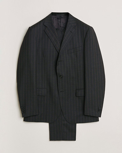 Pre-owned Caruso Pinstripe Wool Suit Black 52 – Sort