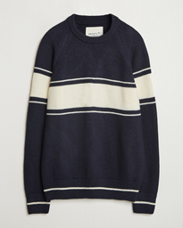  Striped Wool Knitted Crew Neck Classic Blue