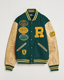  Varsity Leather Bomber Moss Agate