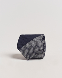  Silk/Wool Striped 8cm Tie Navy/Grey