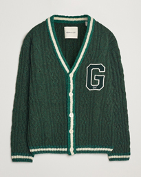  Seasonal G Cable V-neck Cardigan Tartan Green