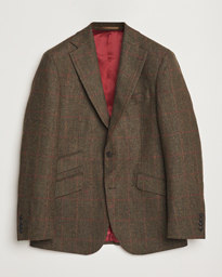  Edward Lambswool Windowpane Blazer Green