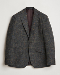  Edward Wool Donegal Windowpane Blazer Dark Grey